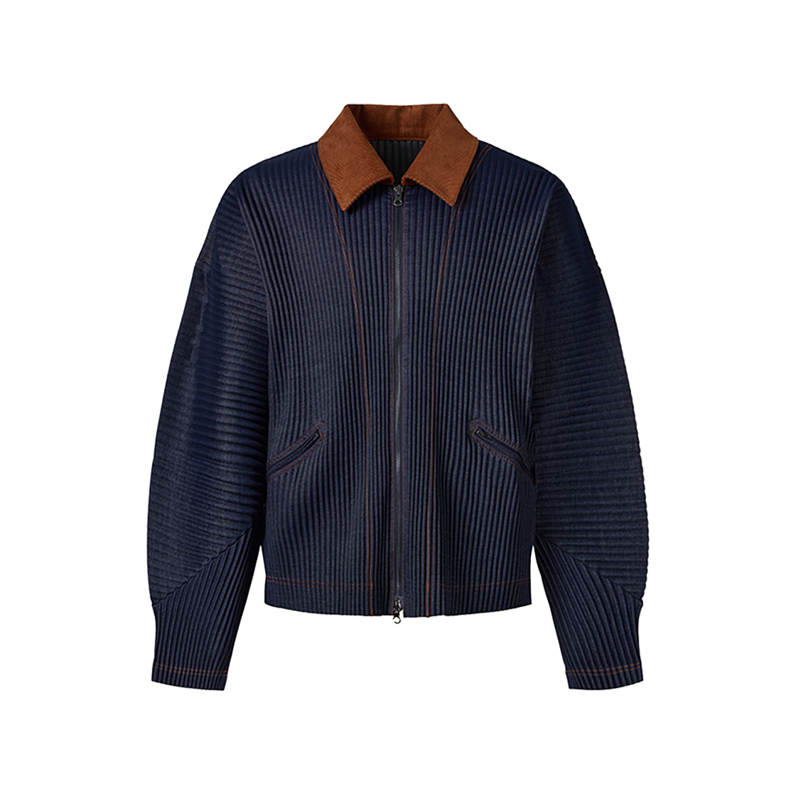 몽플리쎄 여성[공용] 코듀로이 카라배색 데님 보머 플리츠 자켓 네이비(Monplisse Unisex Coduroy Collar Denim Bomber Pleats Jacket Navy)