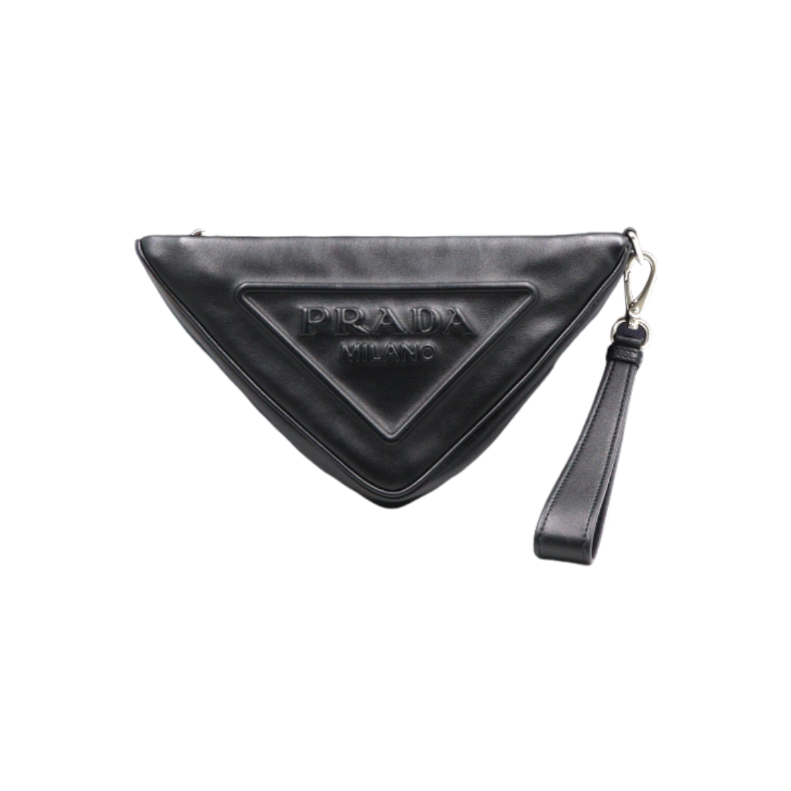 프라다 1NE039 2BYA F0002 엠보싱 로고 블랙 트라이앵글 스트랩 파우치백 aa50752(Prada Embossed Logo Black Triangle Strap Pouch Bag)