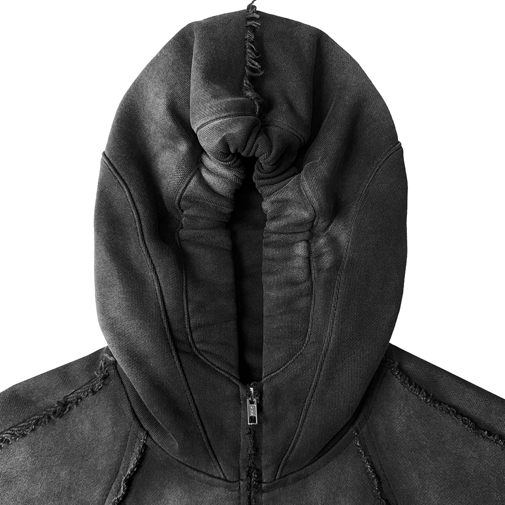 에러앤와이씨 슬래시스톰 웨더드 집업 후디 워시드 블랙(ERRORNYC Slashstorm Weathered Zip-up Hoodie Washed Black) - 5