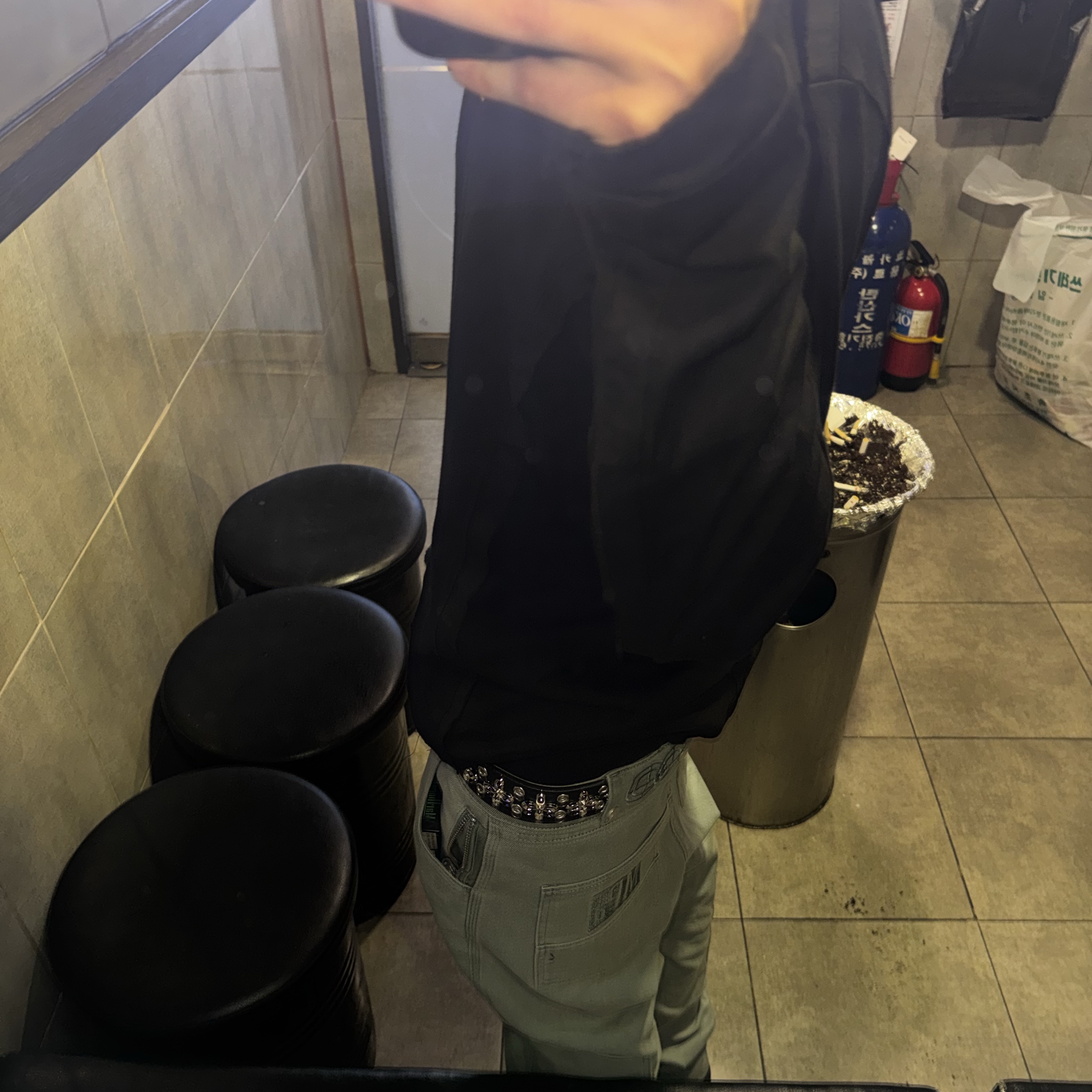 Plasticproduct MPa Calf Pocket Pants Emerald, Plasticproduct MPa Big Bag Emerald 착용 스타일 - 2
