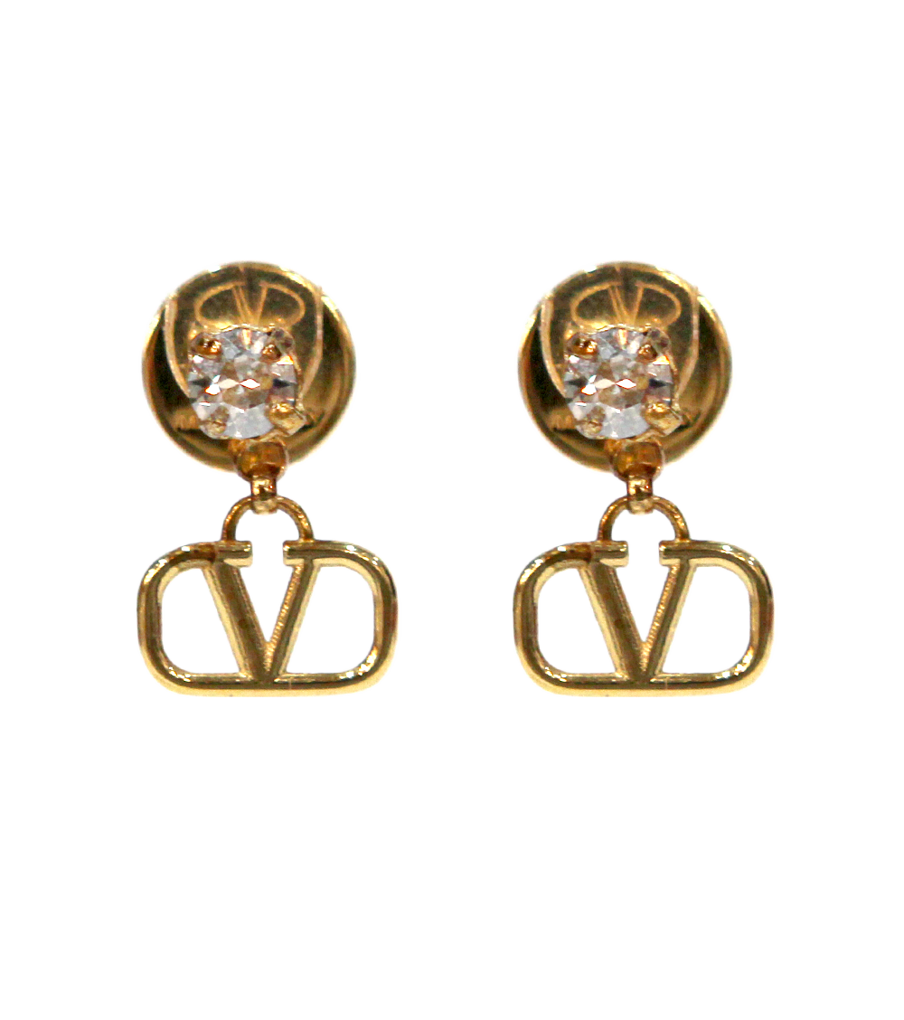 ITI7TC8PRJ8B Valentino Cubic V Logo Earrings C-B38831