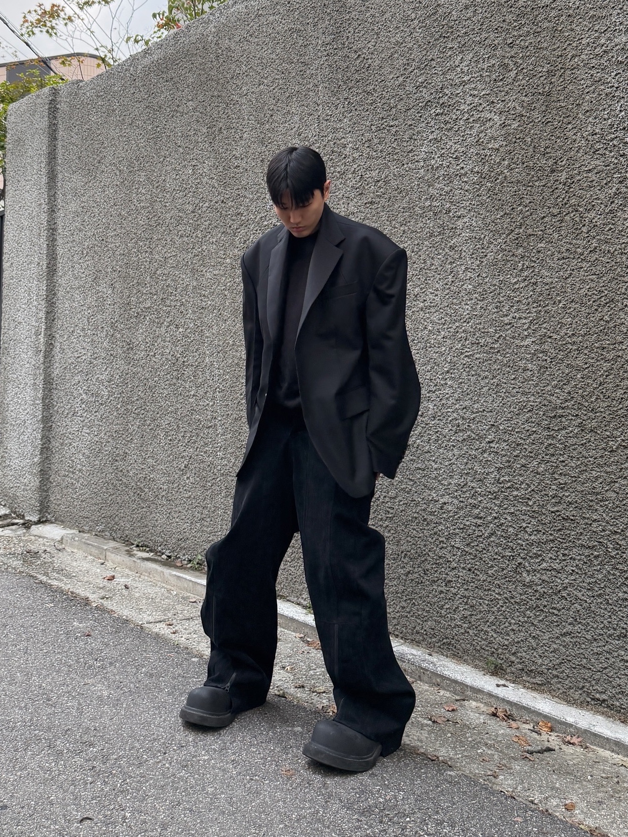 CSC Triangle Blazer, Balenciaga Steroid Derby Black 착용 스타일 - 4