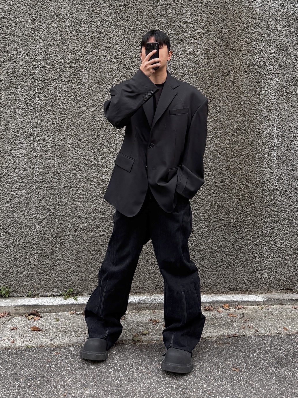 CSC Triangle Blazer, Balenciaga Steroid Derby Black 착용 스타일 - 1