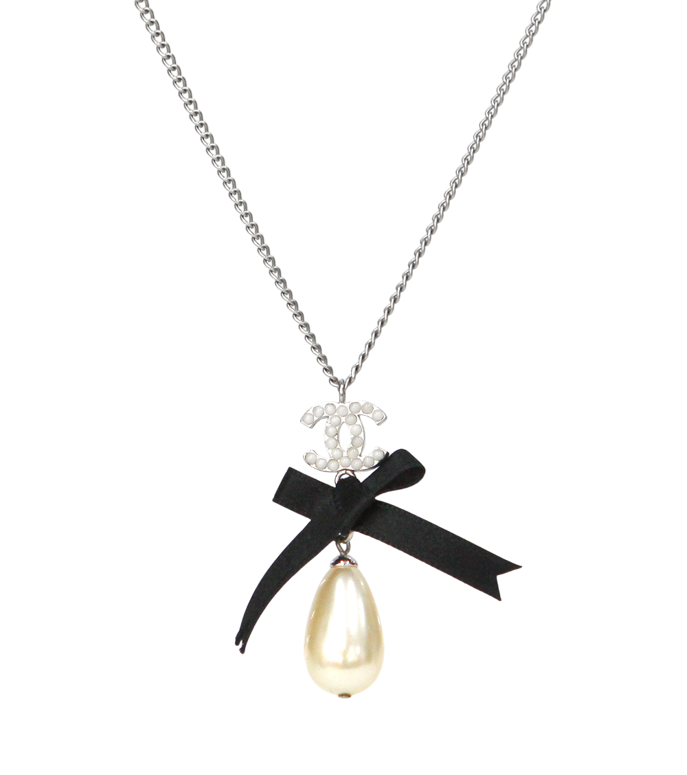 샤넬 진주 리본 CC 목걸이 C-B38835(Chanel Pearl Ribbon CC Necklace C-B38835) - 1