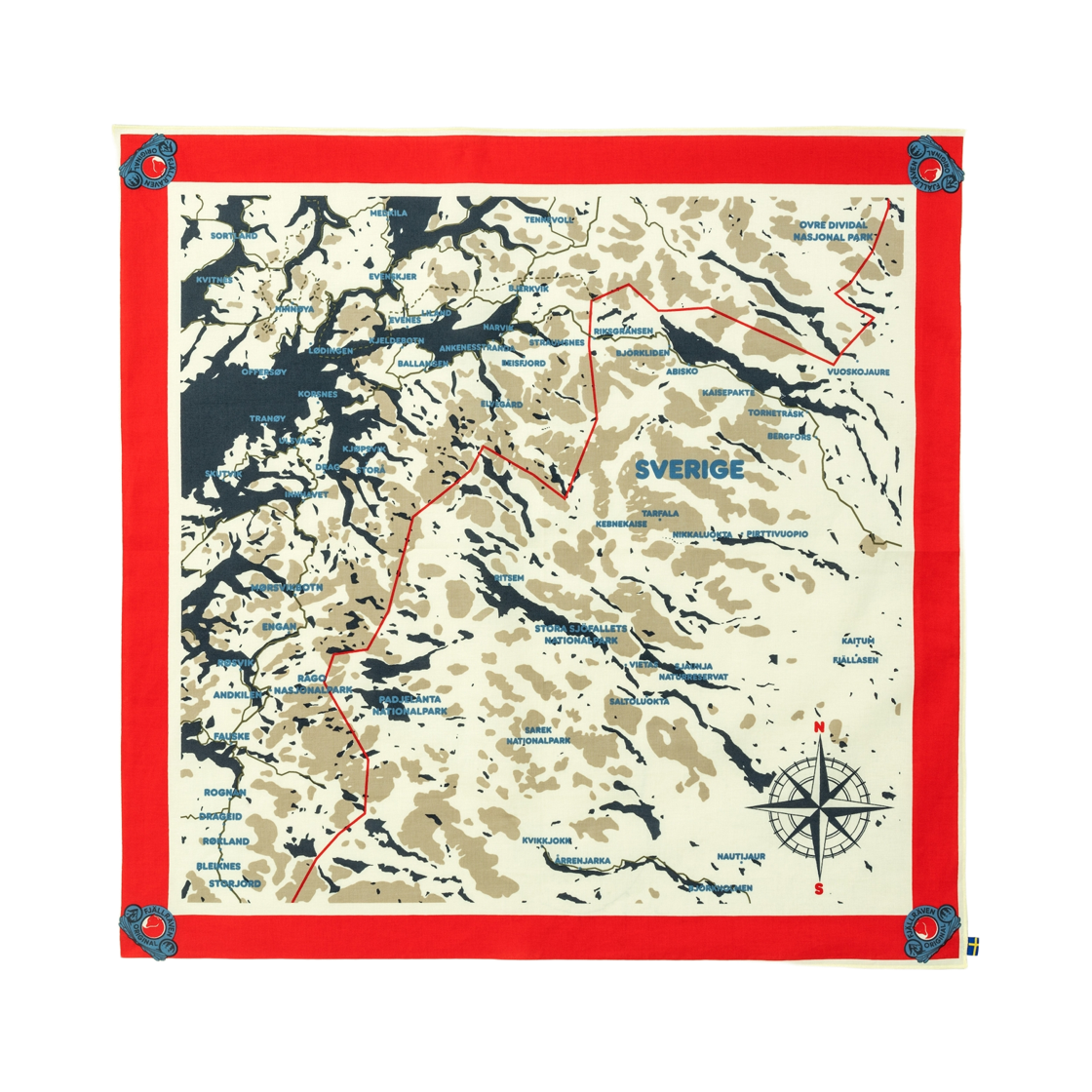 87148-334 Fjallraven Swedish Classic Map Scarf True Red