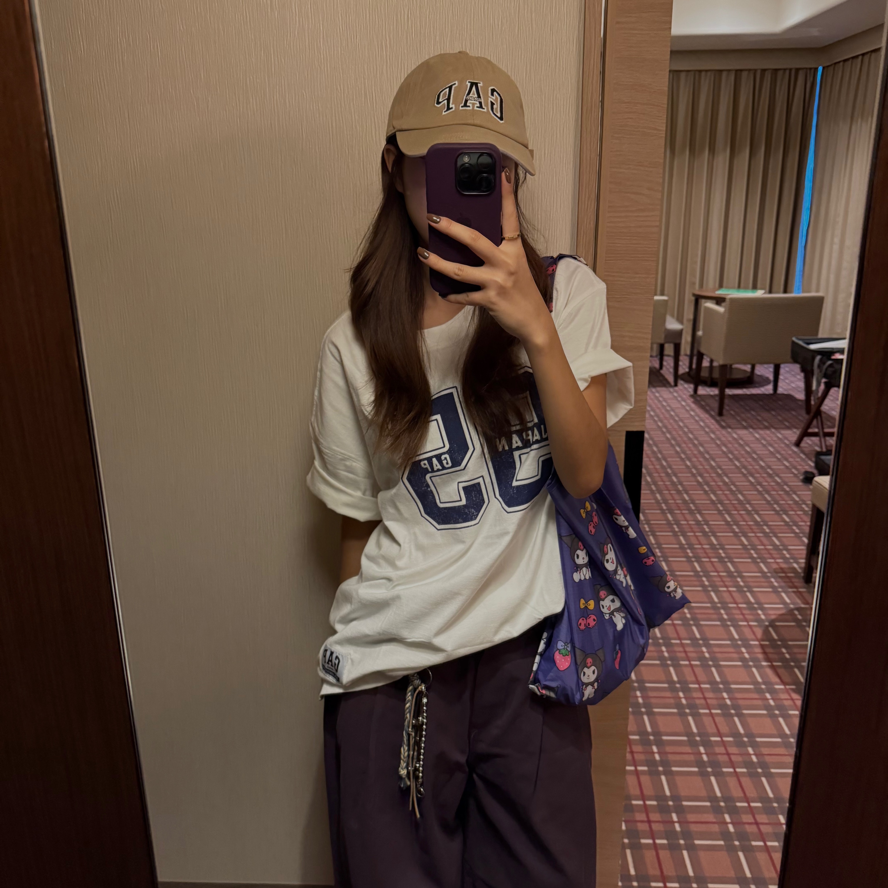 Baggu x Sanrio Standard Reusable Bag Kuromi 착용 스타일 - 3
