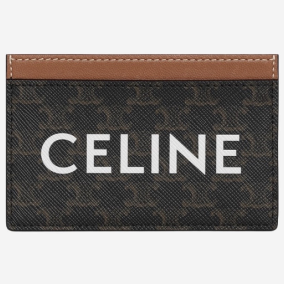 Celine Card Holder in Triomphe Canvas with Celine Print Tan 착용 스타일