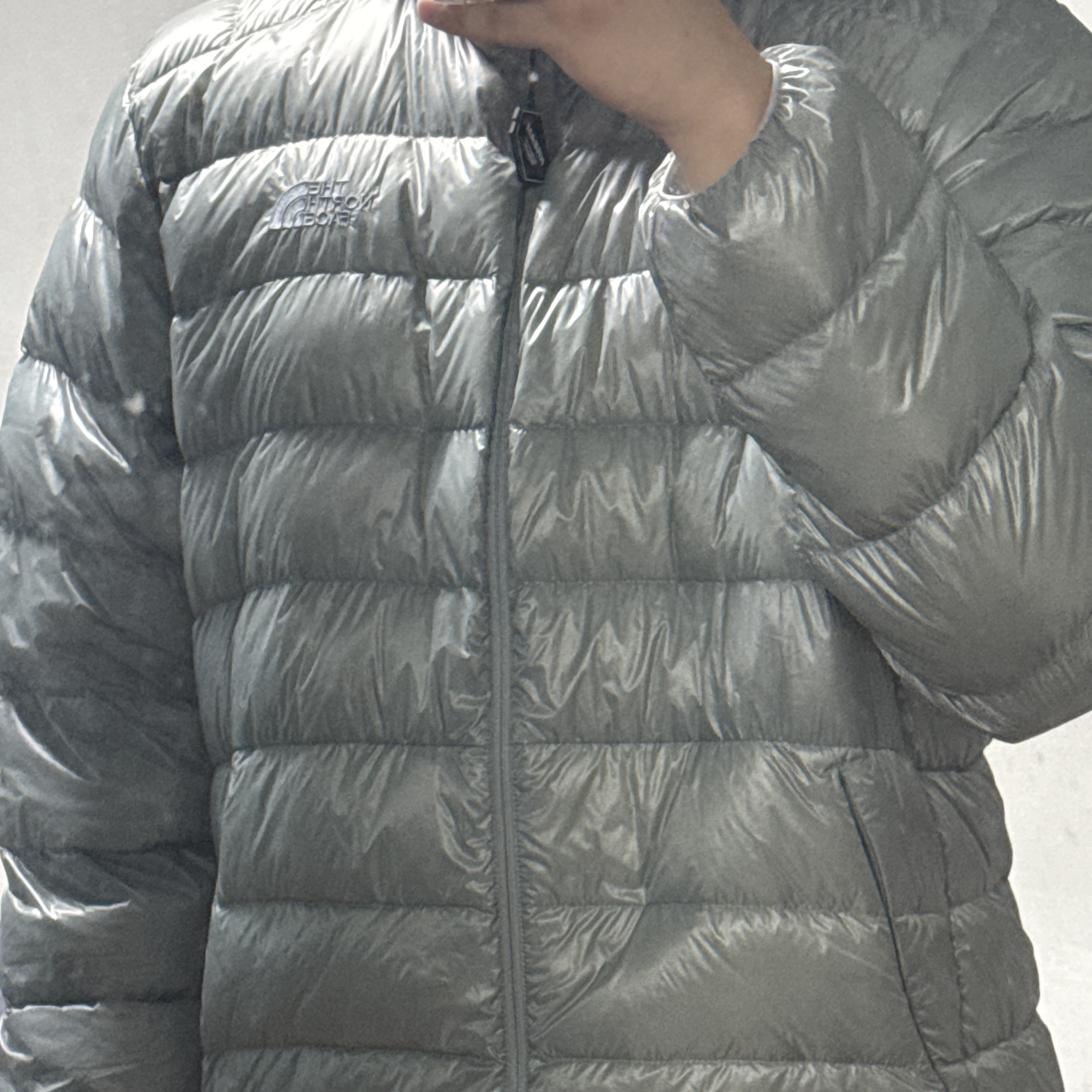 The North Face Matier EX RDS Down Hoodie Light Gray - 25FW 착용 스타일