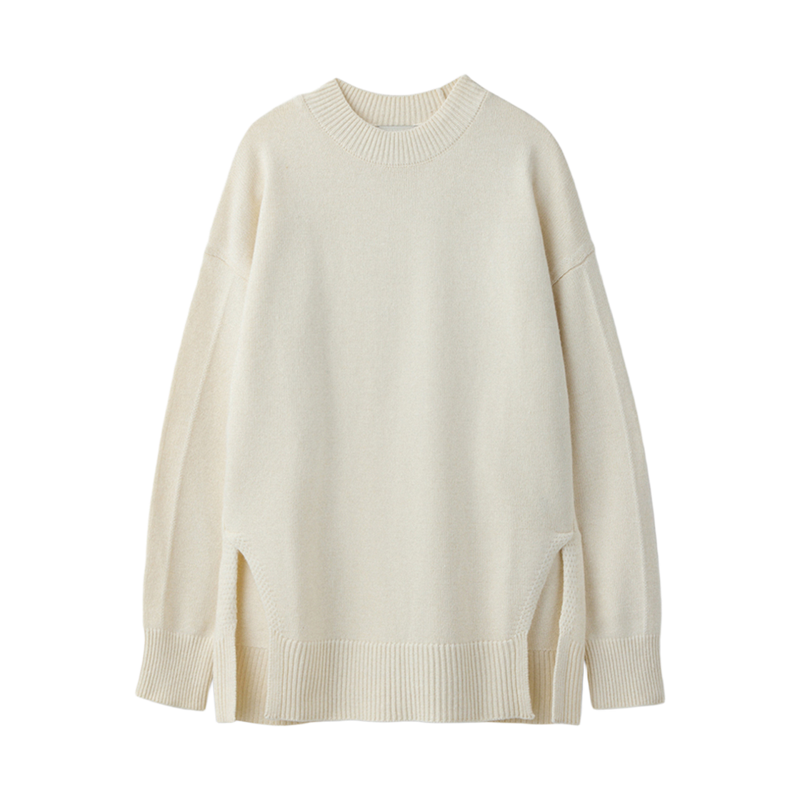 UM253WPO77IV UMARMUNG Yak Blended Oversized Crew Neck Pullover_Ivory