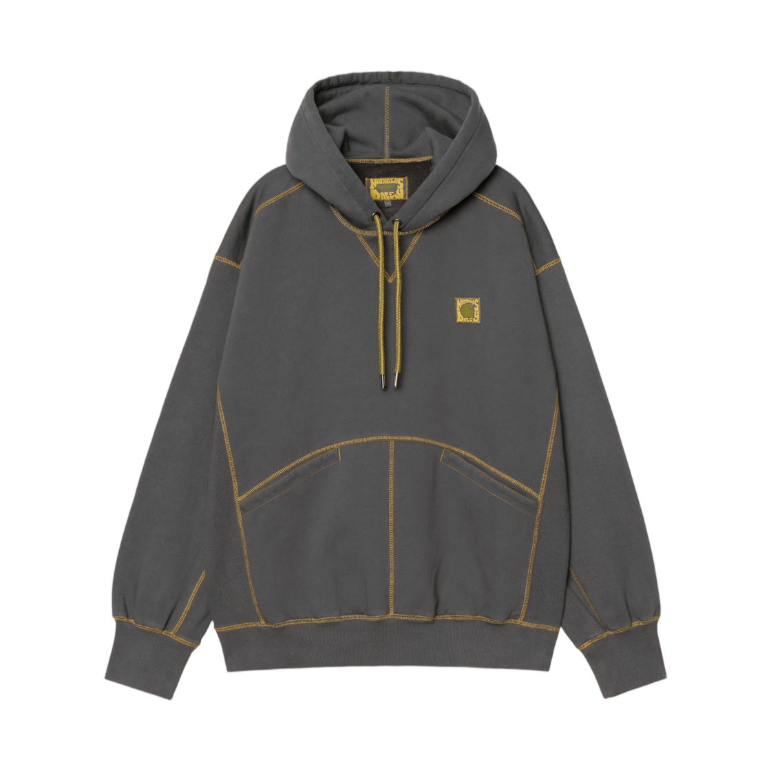 I035064-2YW-06 Carhartt WIP x Nicholas Daley Hoodie Black Sand Golden Yellow Stone Washed