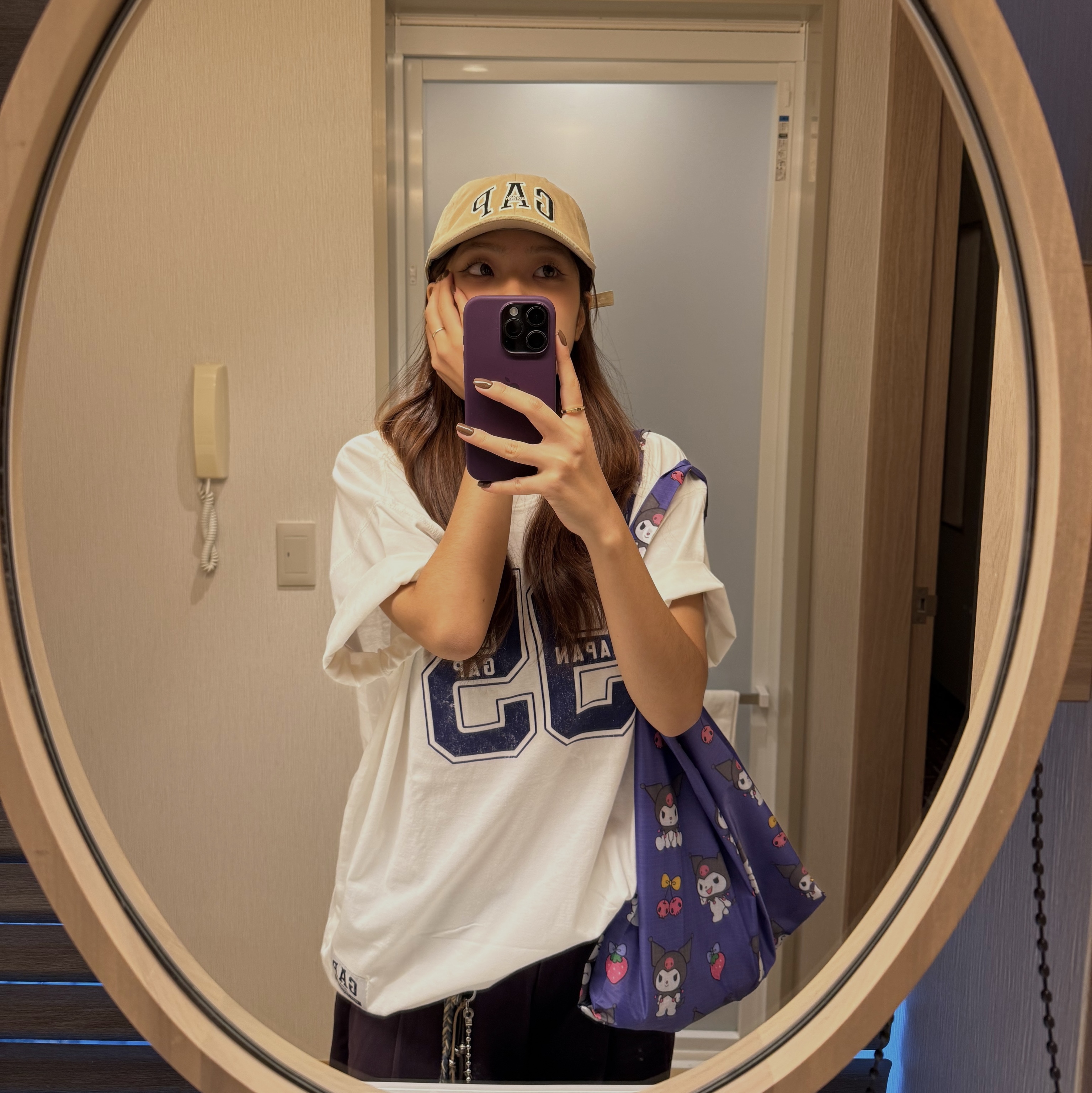 Baggu x Sanrio Standard Reusable Bag Kuromi 착용 스타일 - 2