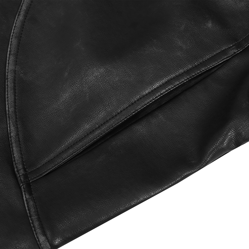 에러앤와이씨 크롭 폴라 코드 레더 자켓 검정색(ERROR NYC Cropped Leather Polar Code Jacket Black) - 4