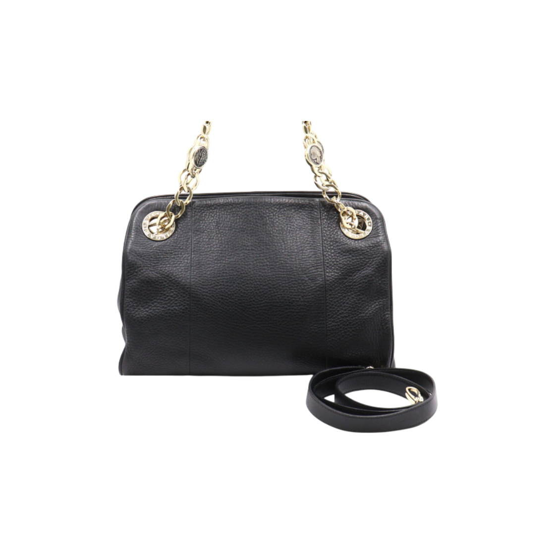 불가리 블랙 카프 레더 코인 금장 체인 토트백 겸 숄더백 aa49596(Bulgari Black Calf Leather Coin Tote & Shoulder Bag with Gold Chain)