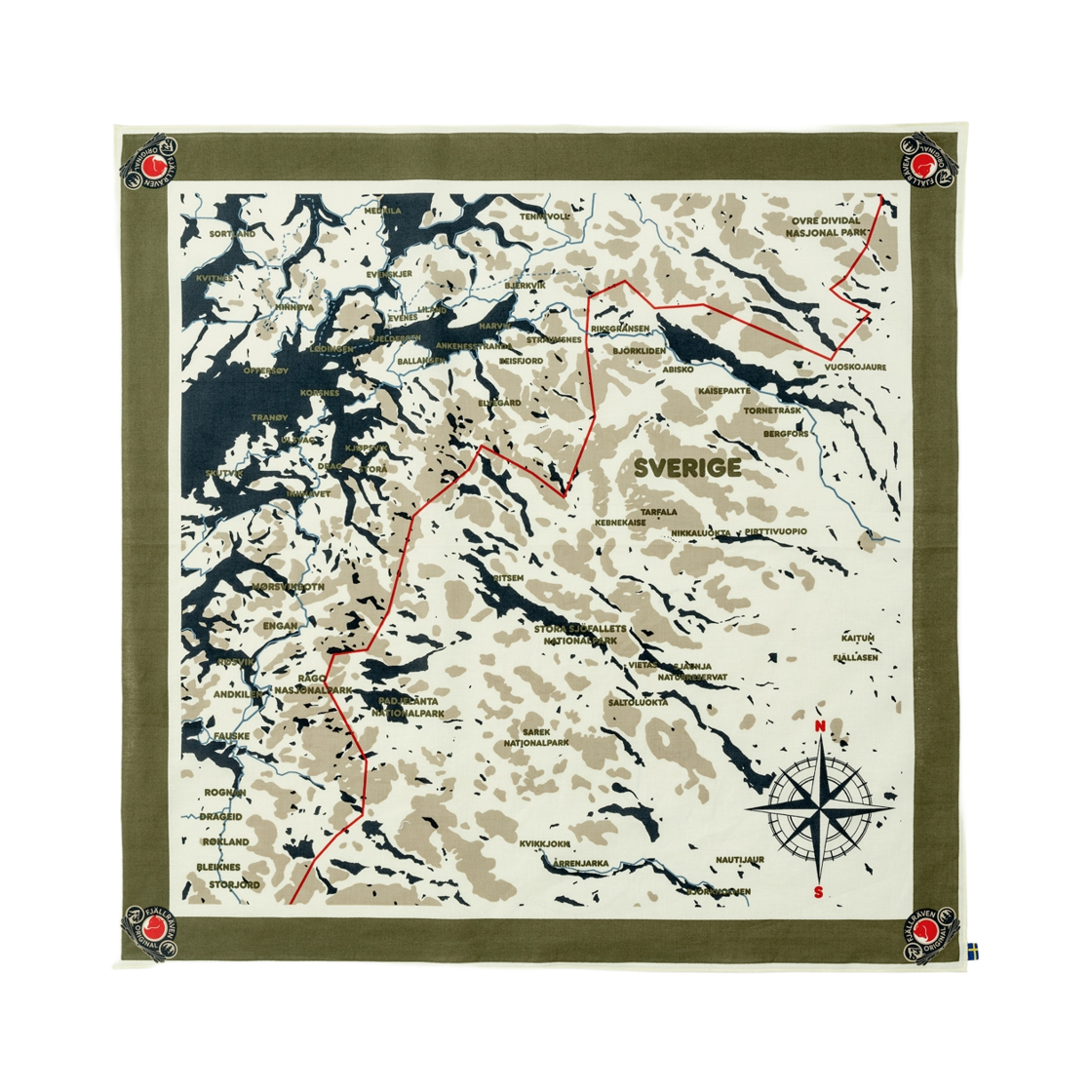 87148-620 Fjallraven Swedish Classic Map Scarf Green