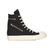 Rick Owens Drkshdw Concordians Cargo Sneakers in 13 oz. Overdyed Denim Black Milk