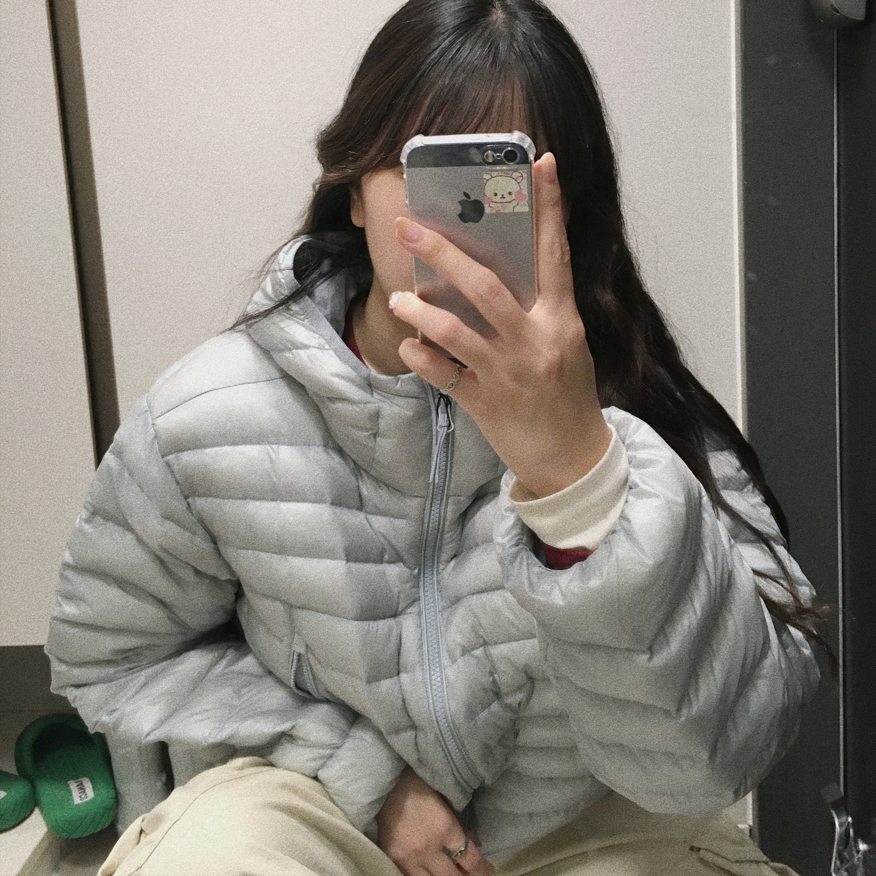 Musinsa Standard City Leisure Sheer Ripstop Hooded Light Down Jacket Cloudy Blue 착용 스타일 - 1