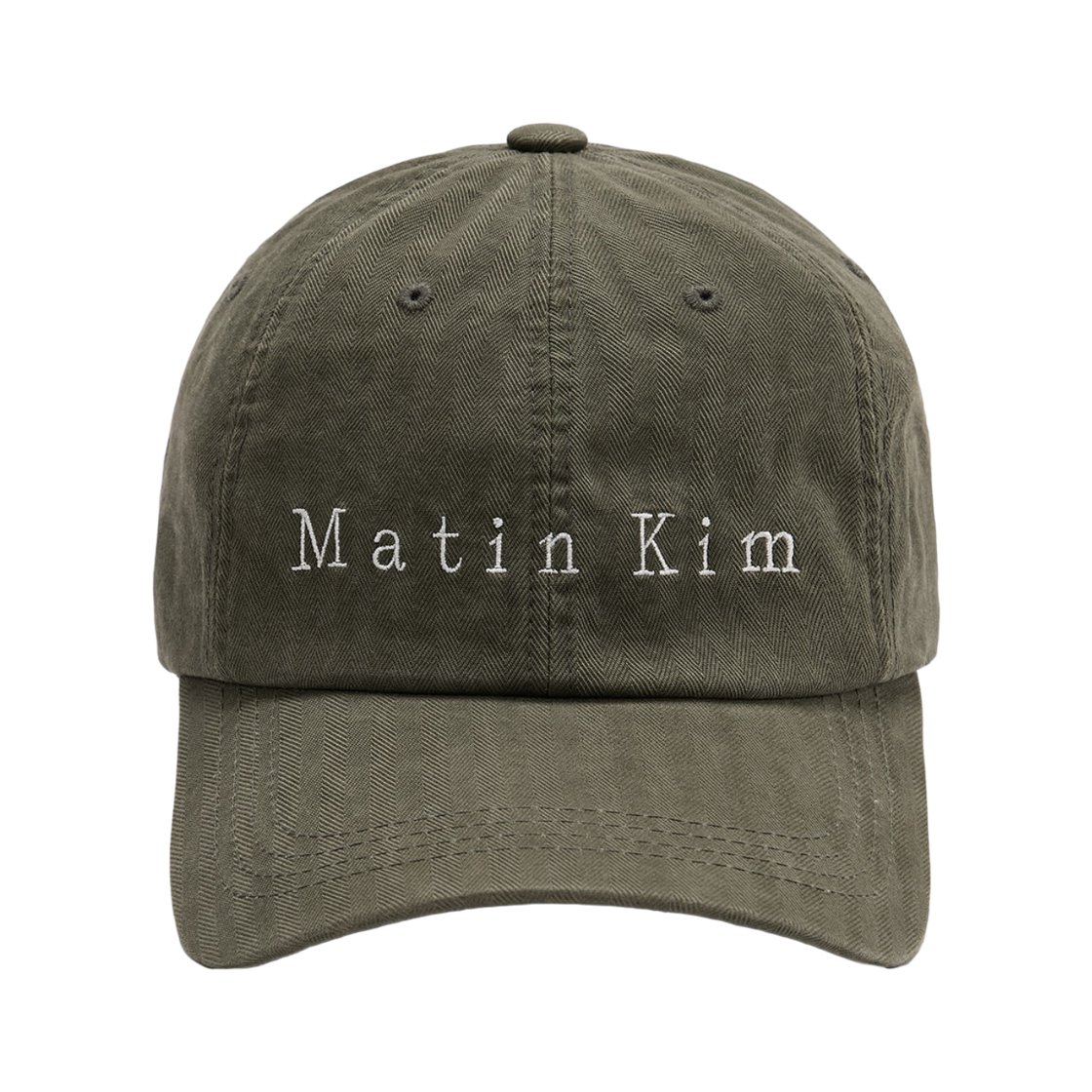 MK259OHT029MKH Matin Kim Matin Herringbone Typo Ball Cap Khaki