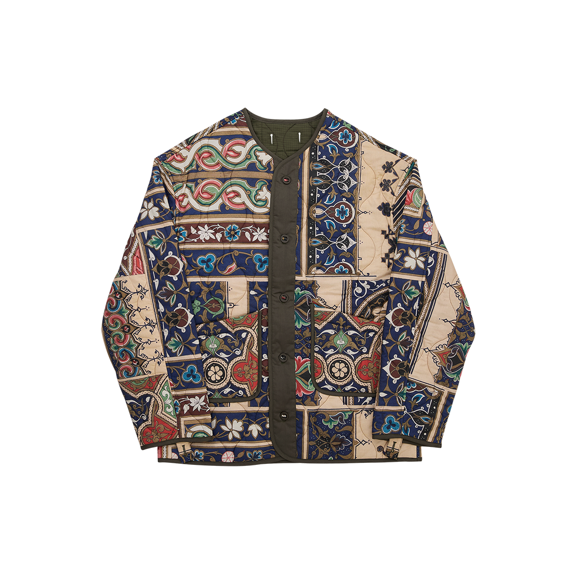 G73104_MT.KH GORT Short Ethnic Liner Jacket Multi Khaki