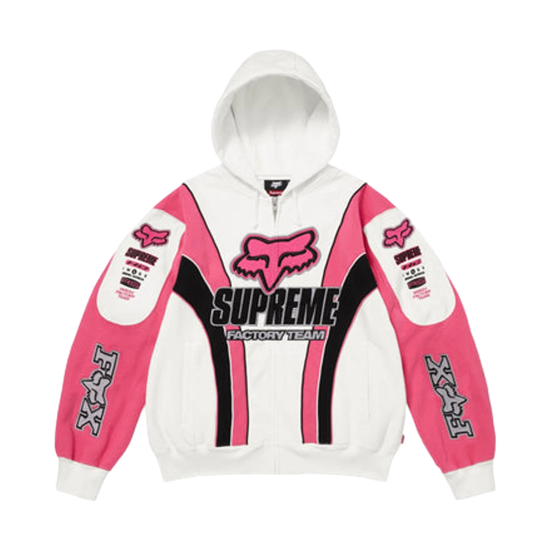 Supreme Supreme x Fox Racing Zip Up Hooded Sweatshirt White - 25FW · S
