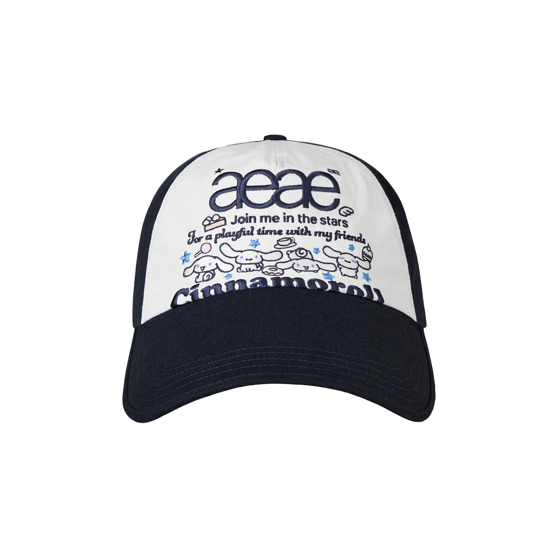 AE45LWCA001NVY AEAE Cinnamoroll Web Logo 5 Pannel Cap Navy
