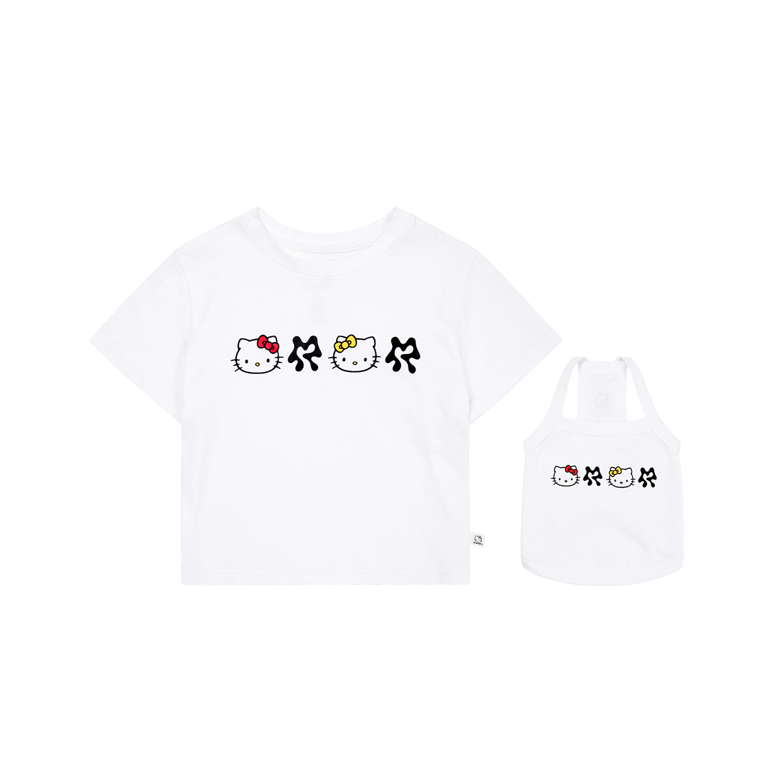 아루마루 X 헬로키티 로고 크롭 세트 화이트(arumaru X HELLO KITTY Logo Crop Top Set White)