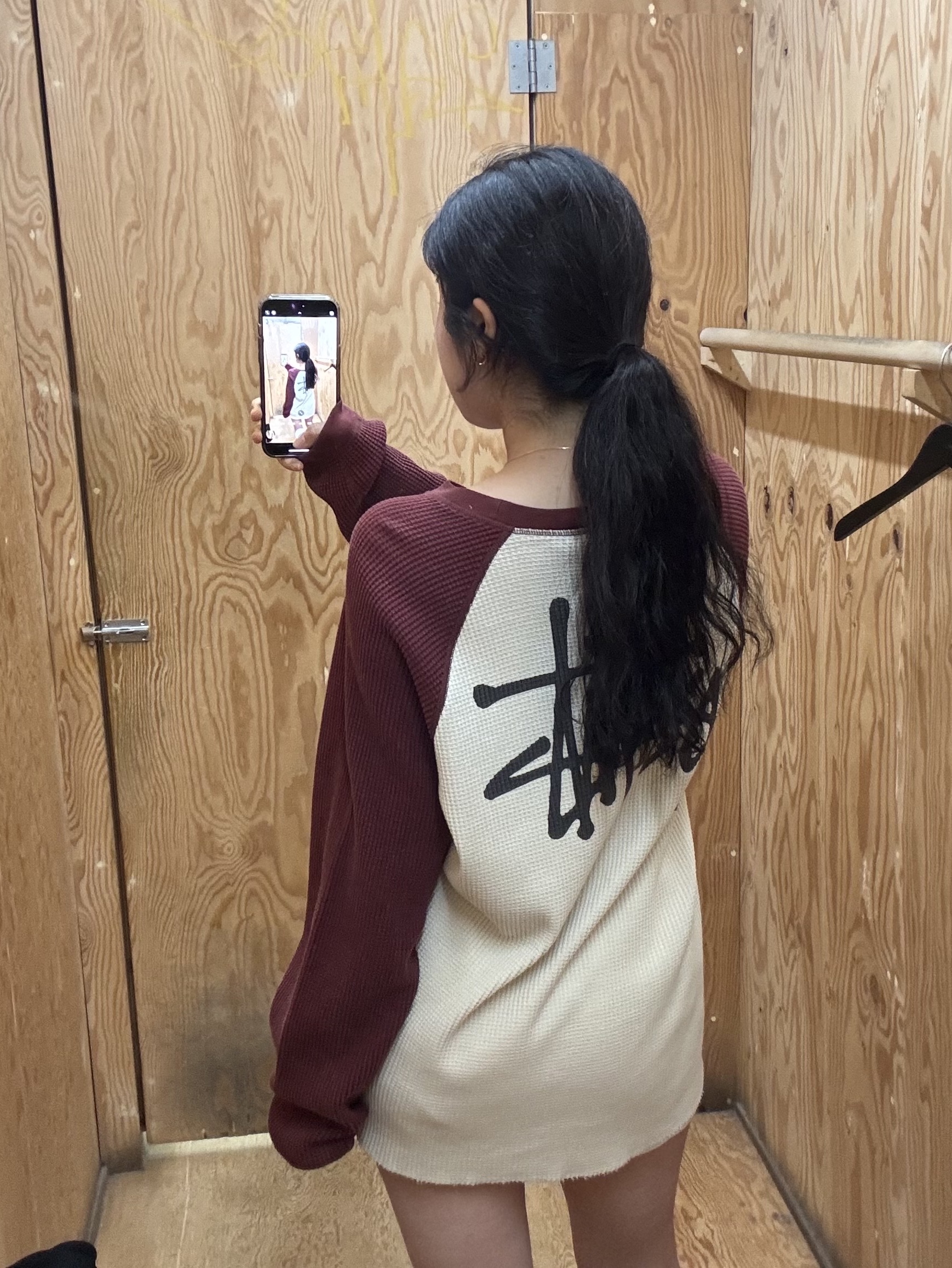 Stussy Basic Stussy Thermal 2 Tone LS T-Shirt Off White 착용 스타일