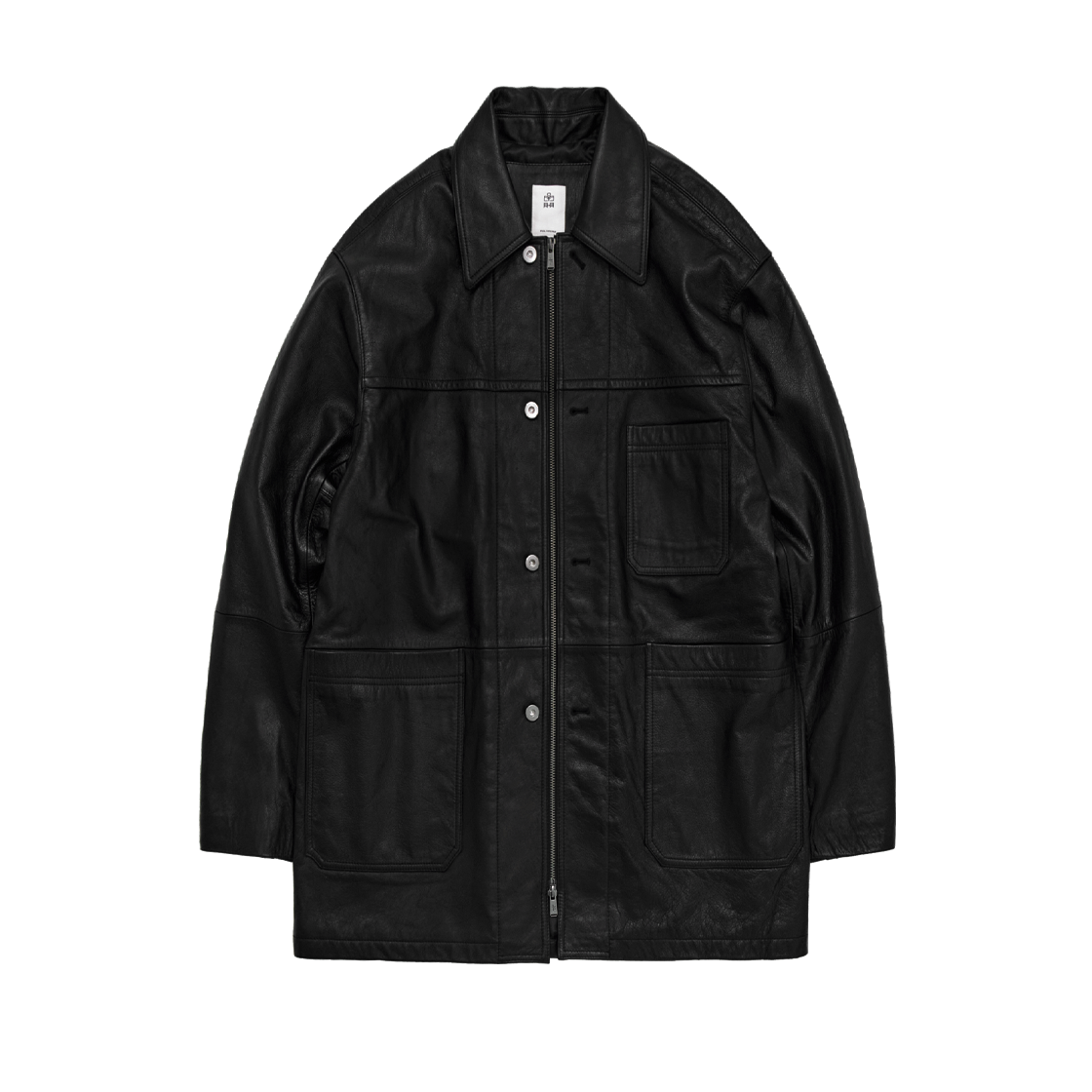 폴리테루 레더 커버올 블랙