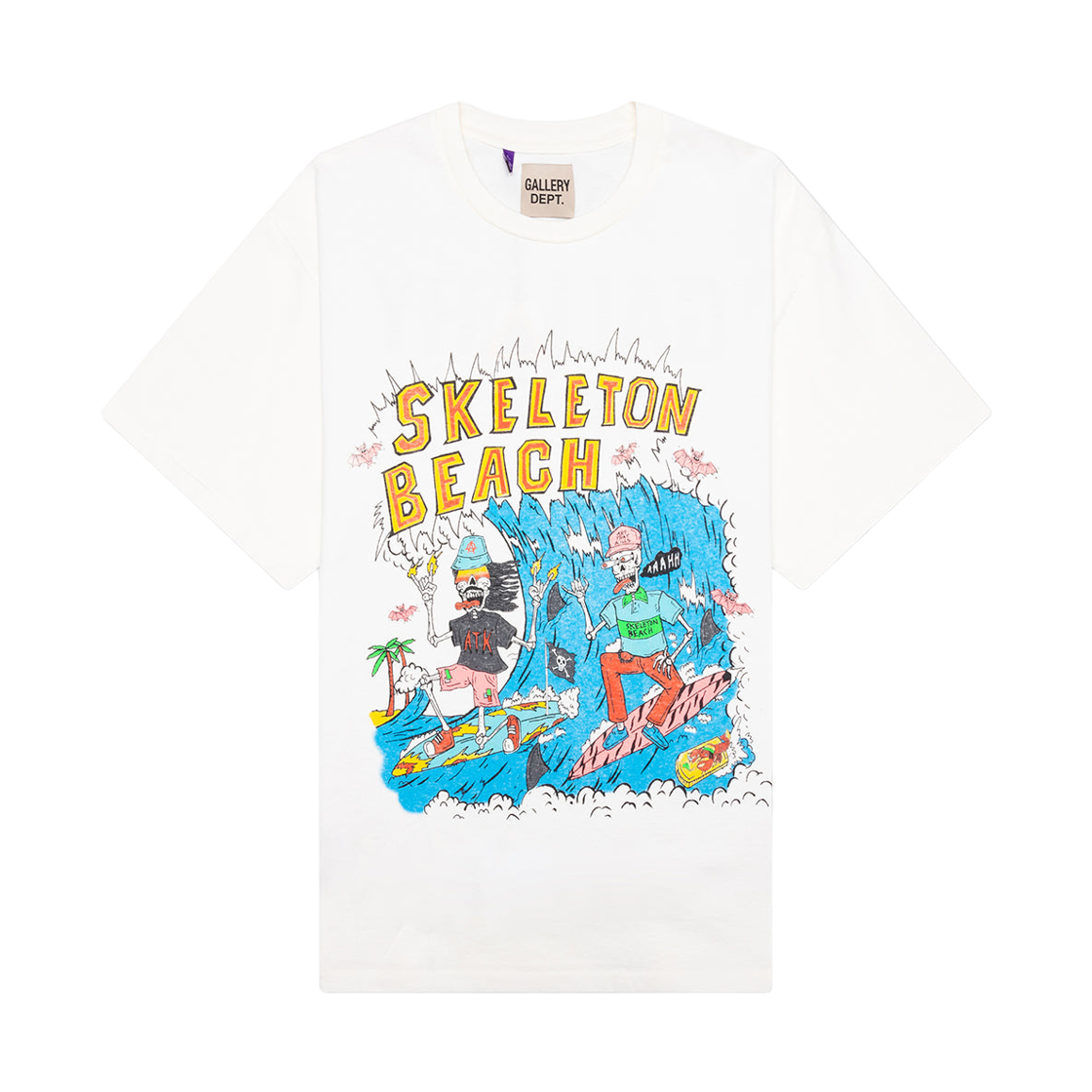 갤러리 디파트먼트 스켈레톤 비치 서프 티셔츠 라이트 아카이벌 화이트(Gallery Dept. Skeleton Beach Surf T-Shirt Light Archival White)