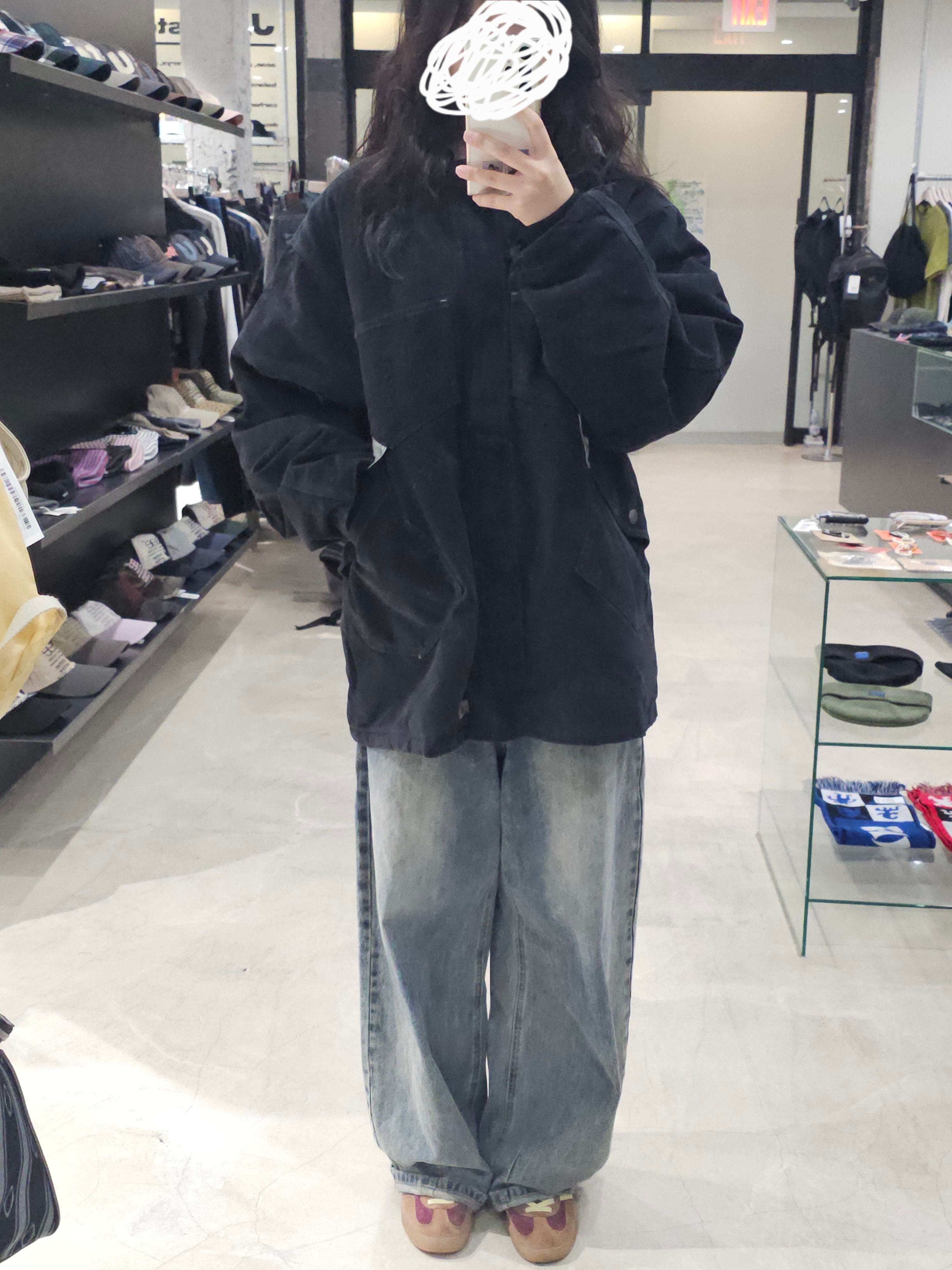 YESEYESEE Y.E.S Heavy Work Jacket Black 착용 스타일