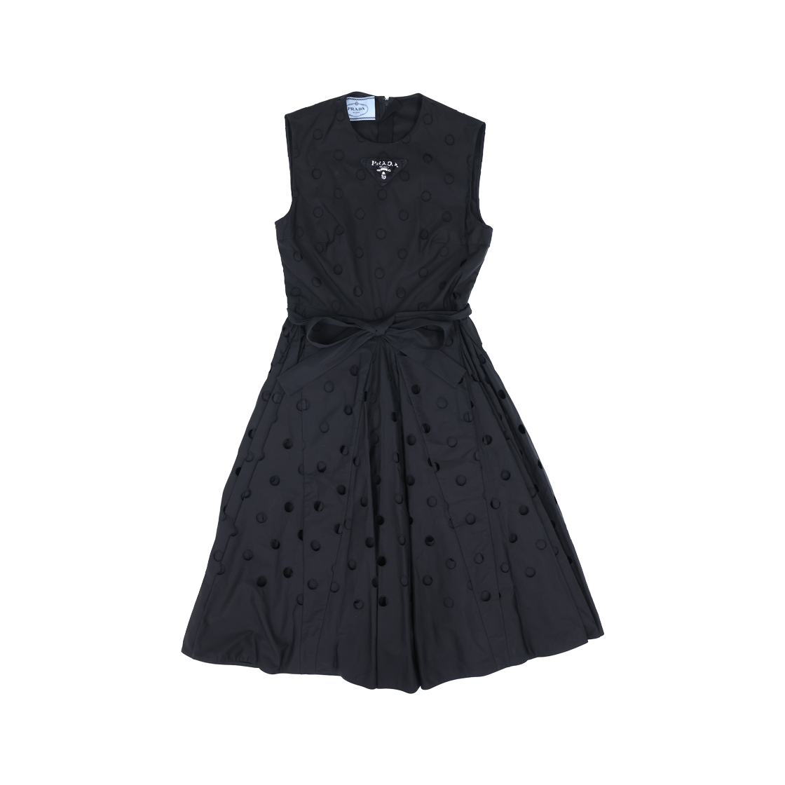 ITJO82GMNRE5 Prada P3E25R Belted Fit-and-Flare Midi Dress in Black