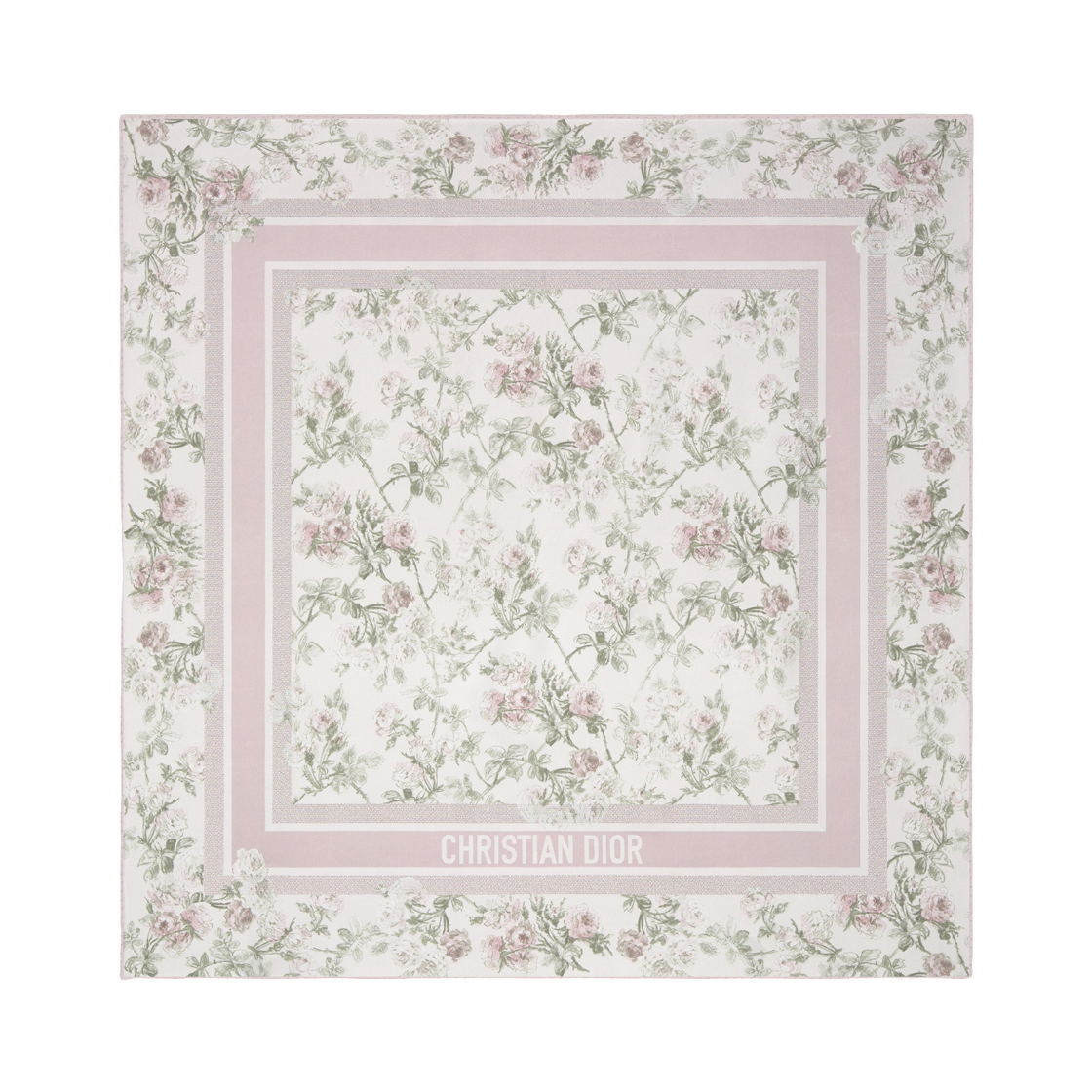 61RSE090I645-C440 (W) Dior Rosier De Dior 90 Square Scarf And Violet Silk Twill White Violet