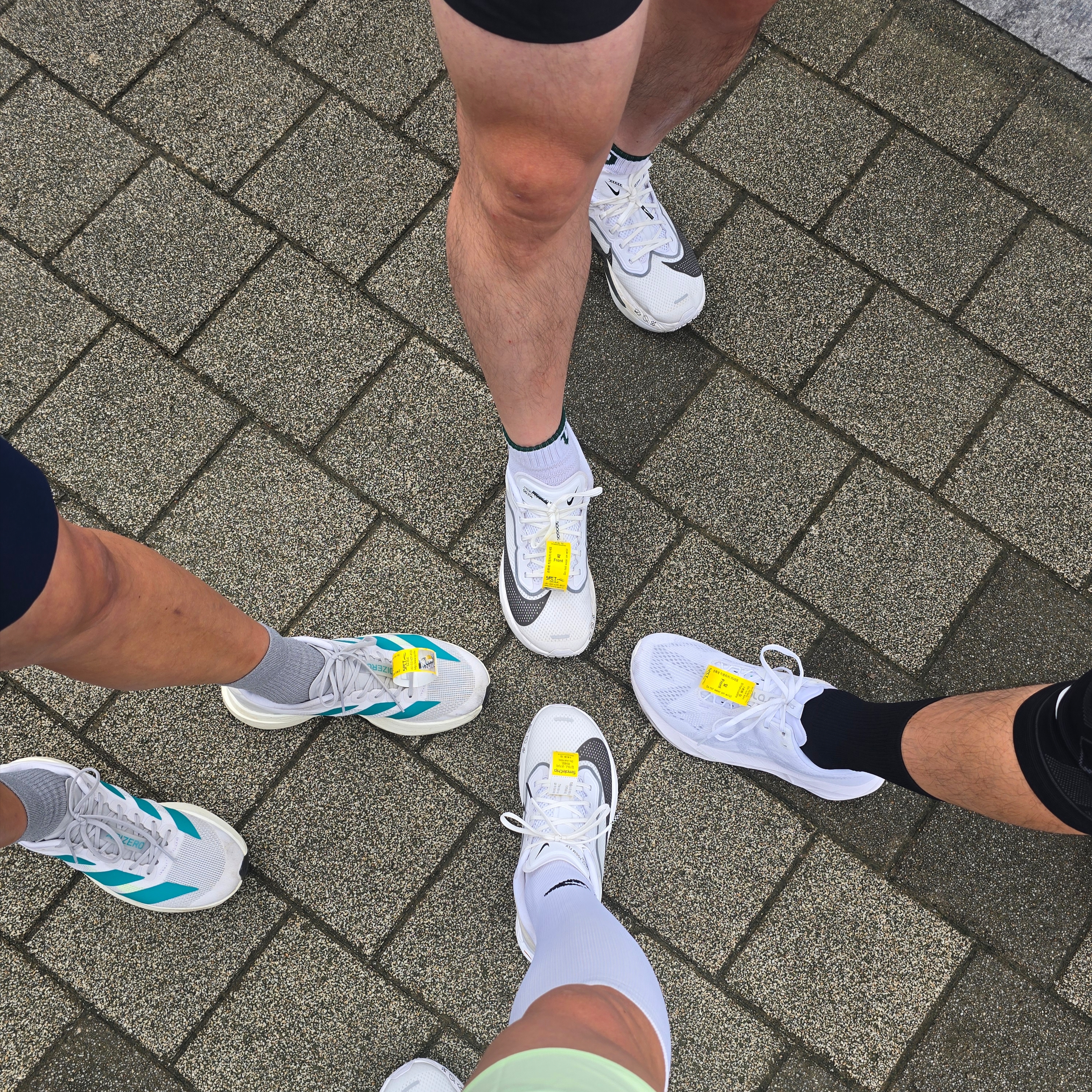 Nike Zoom Fly 6 White Smoke Grey, Adidas Adizero EVO SL Cloud White Pure Teal 착용 스타일 - 1