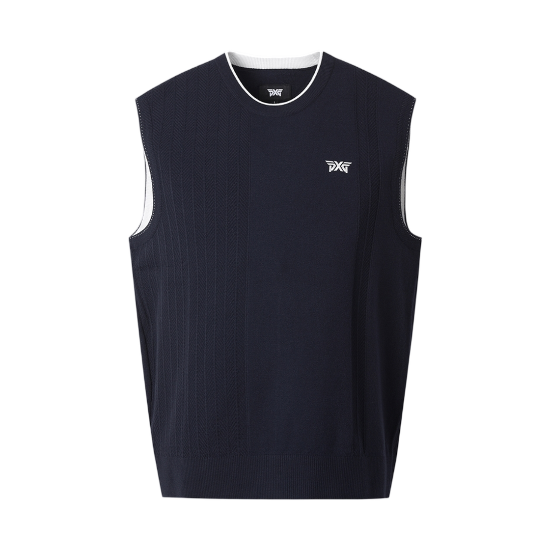피엑스지 라운드 넥 스웨터 베스트 네이비(PXG Round Neck Sweater Vest Navy)