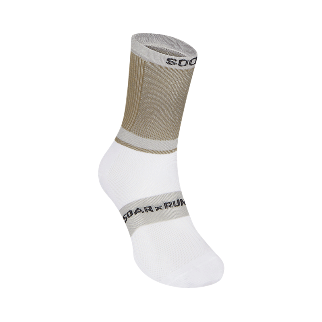 SA1MW Soar Running Crew Socks Beige Grey