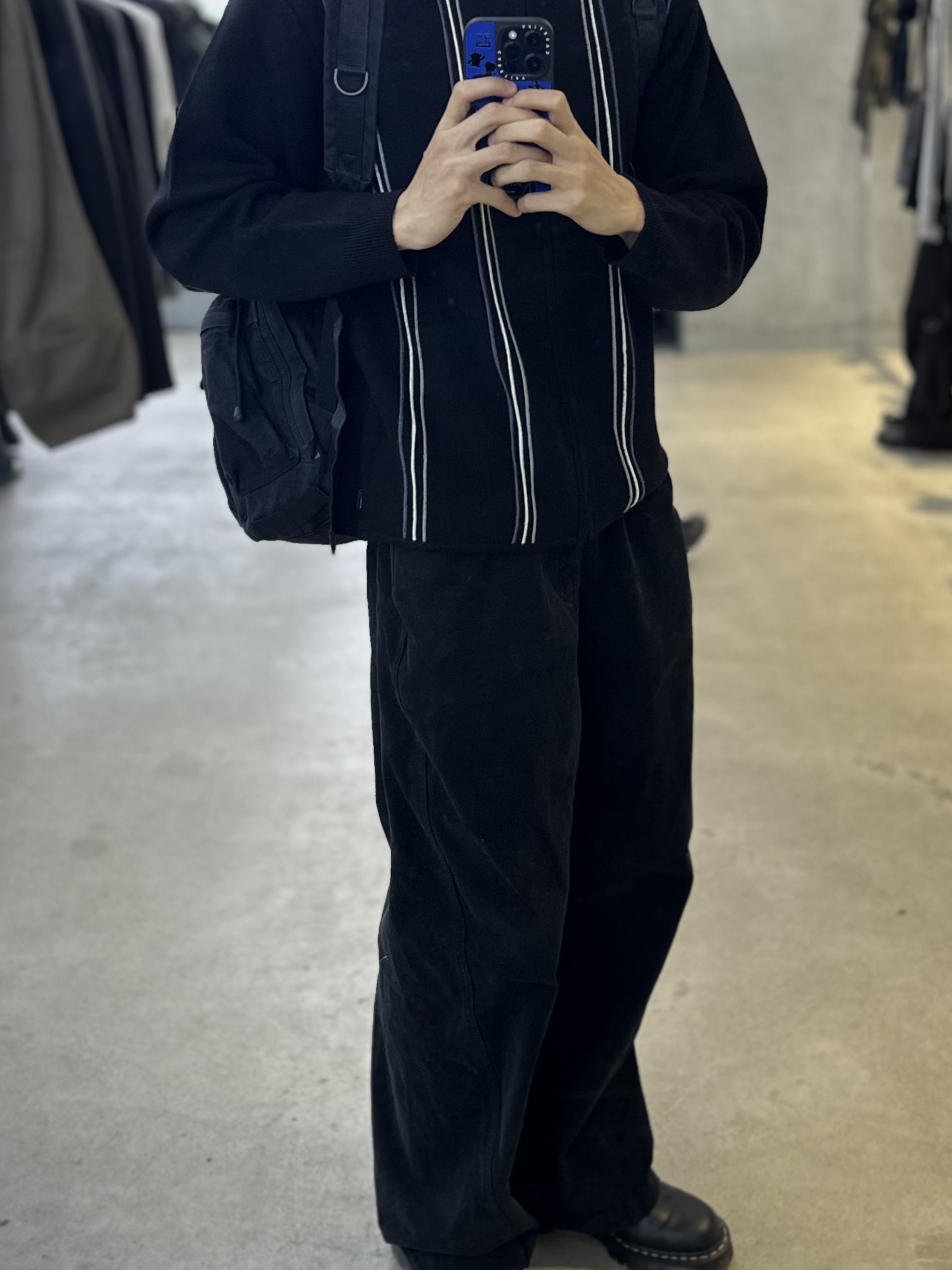 Hatchingroom Base Hoodie Blue Charcoal, Dr. Martens 1461 Bex Black 착용 스타일 - 2