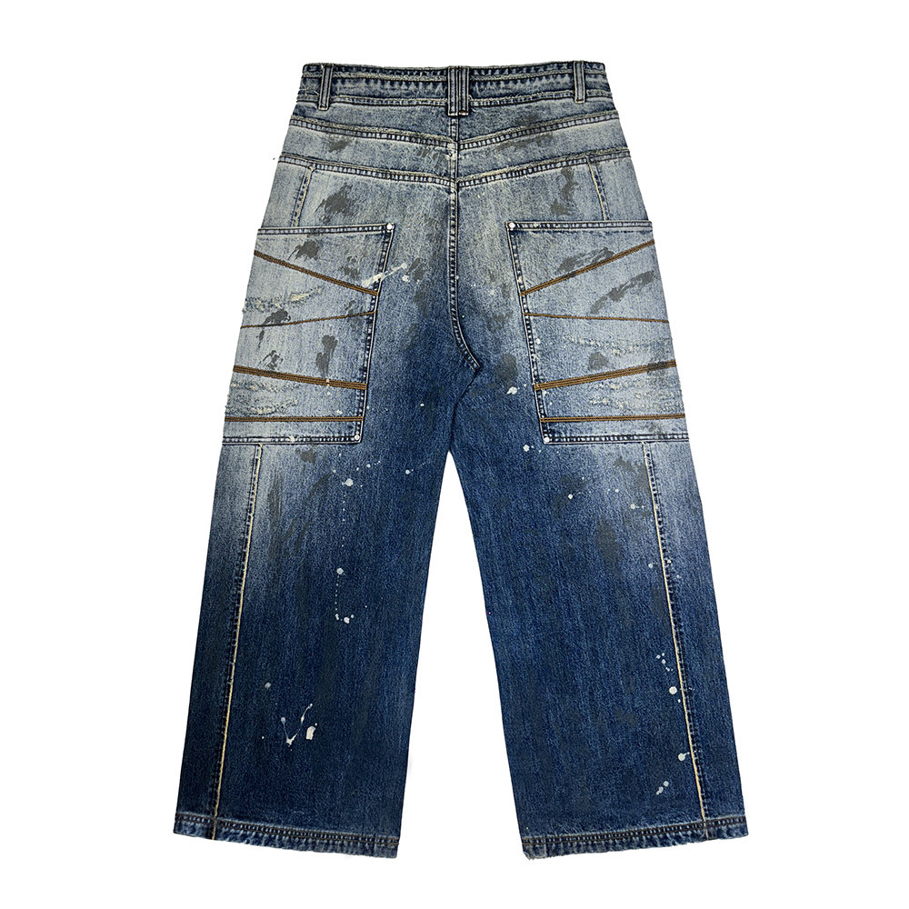 에러앤와이씨 엣치드 디스트레스드 데님 팬츠 다크 블루(ERROR NYC Etched Distressed Denim Pants Dark Blue) - 2