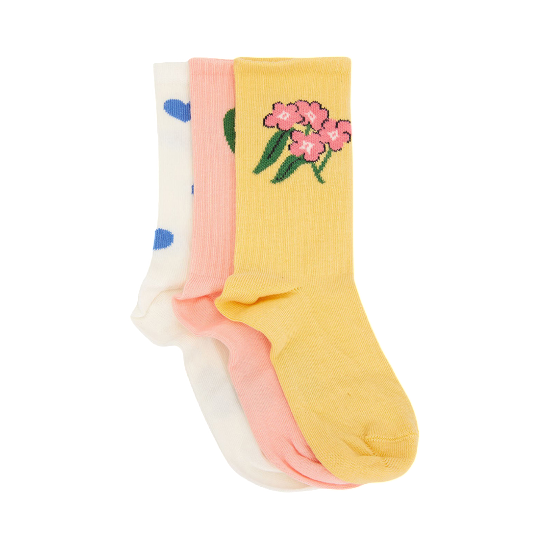 (키즈) 미니로디니 삭스 옐로우 (3개입)((Kids) Mini Rodini Socks Yellow (3 Pack))
