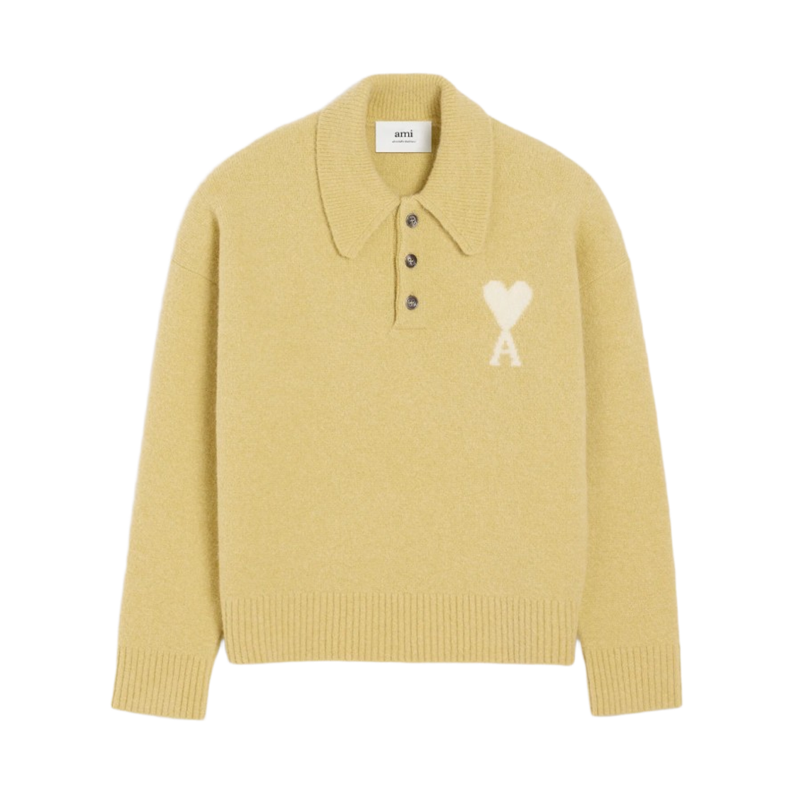 아미 빅 하트 로고 스웨터 라임 그린 오프 화이트(AMI de Coeur Sweater Lime Green Off White) - 1