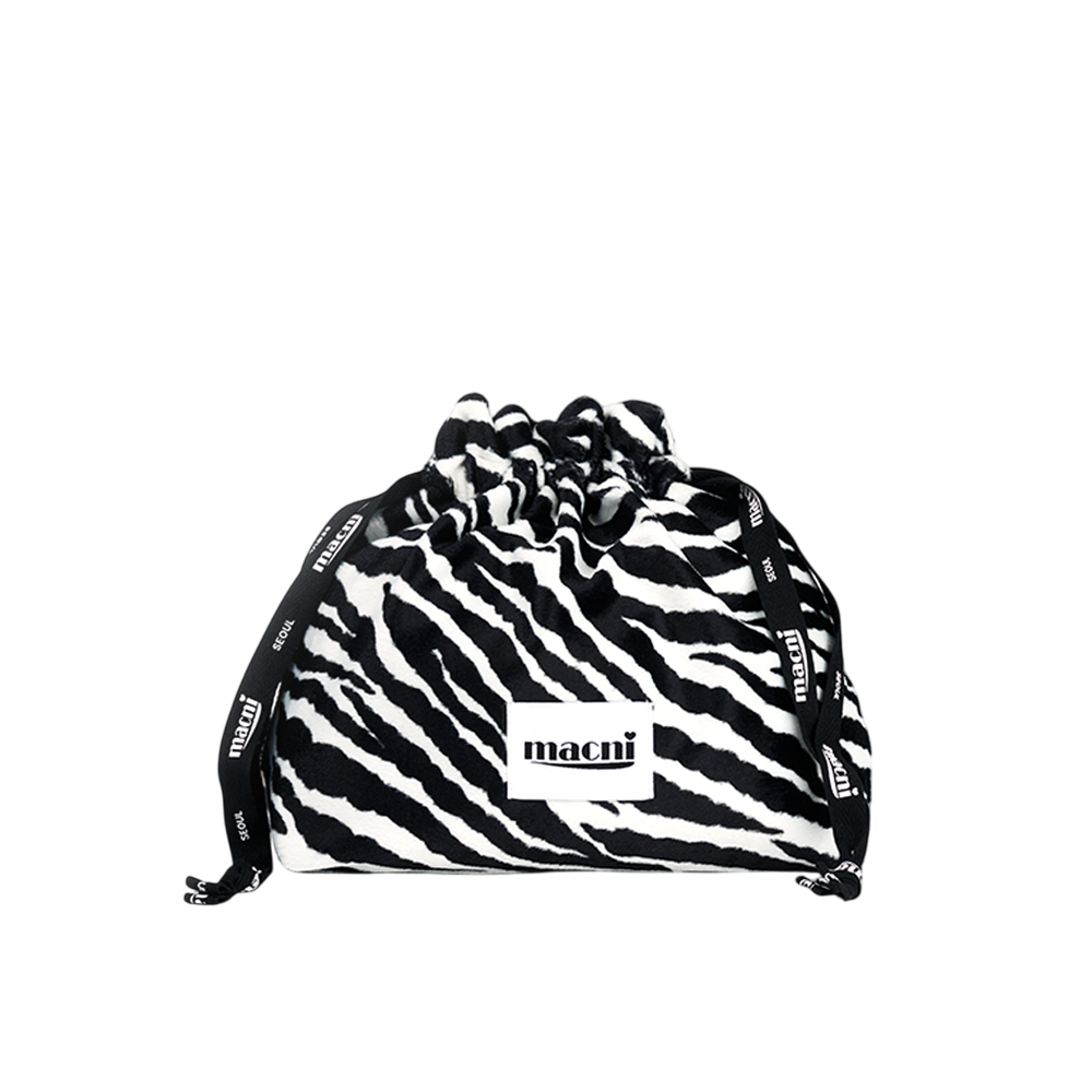 C255UAPB06WT0FR MACNI Zebra String Pouch Bag White