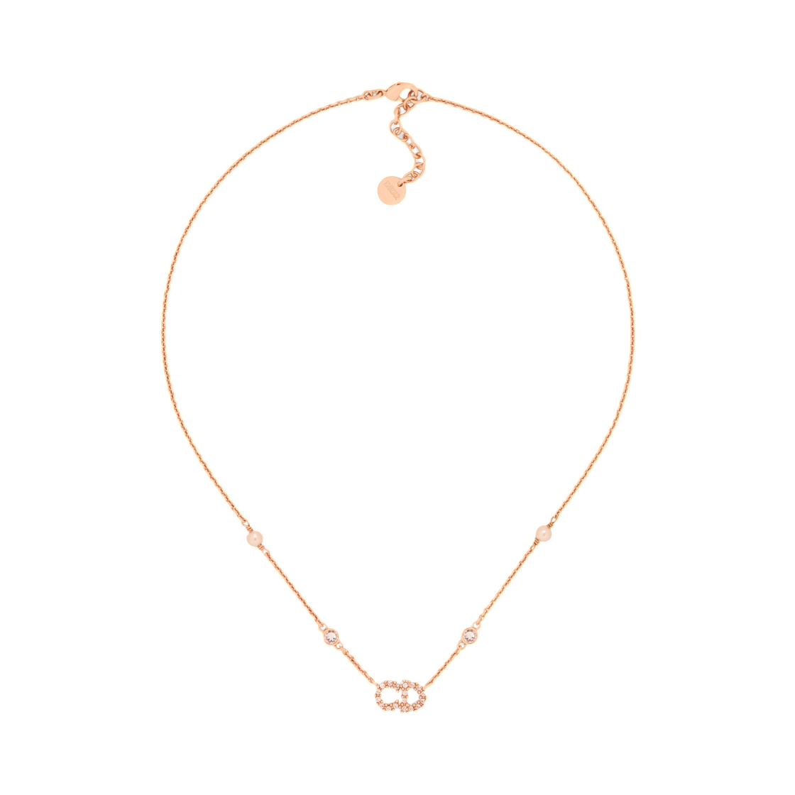 N1033CDLCY-D12P (W) Dior Clair D Lune Necklace Finish Metal And Resin Pearl Tone Crystal Pink Pink Resin Pearl Silver Tone Crystal