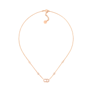 (W) Dior Clair D Lune Necklace Finish Metal And Resin Pearl Tone Crystal Pink Pink Resin Pearl Silver Tone Crystal