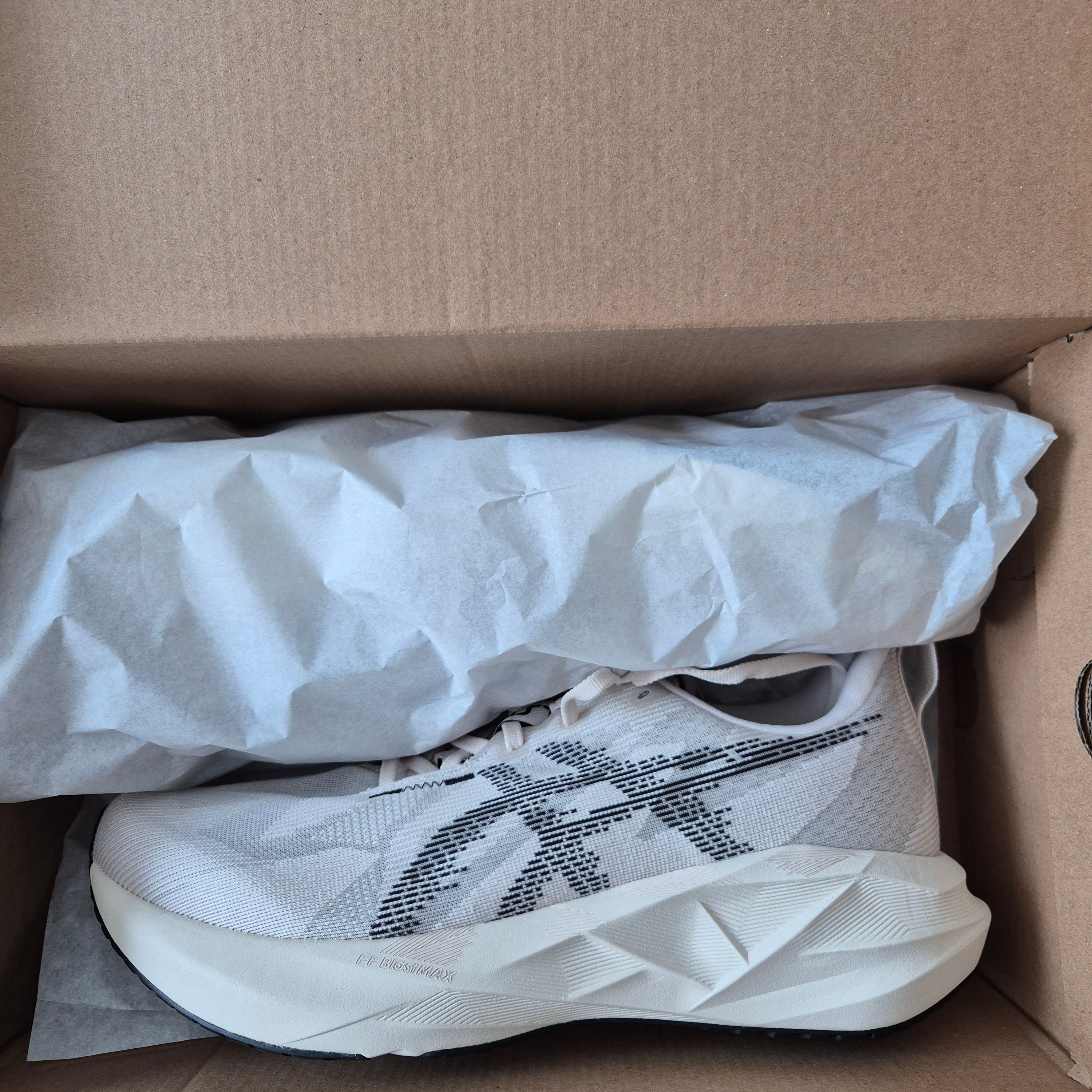 Asics Novablast 5 Oatmeal Black - D Standard 착용 스타일