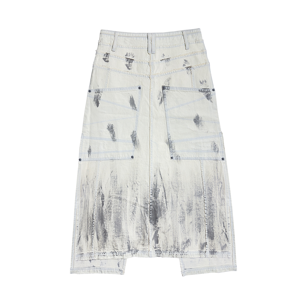 에러앤와이씨 엣치드 디스트레스드 데님 스커트 화이트(ERROR NYC Etched Distressed Denim Skirt White) - 2