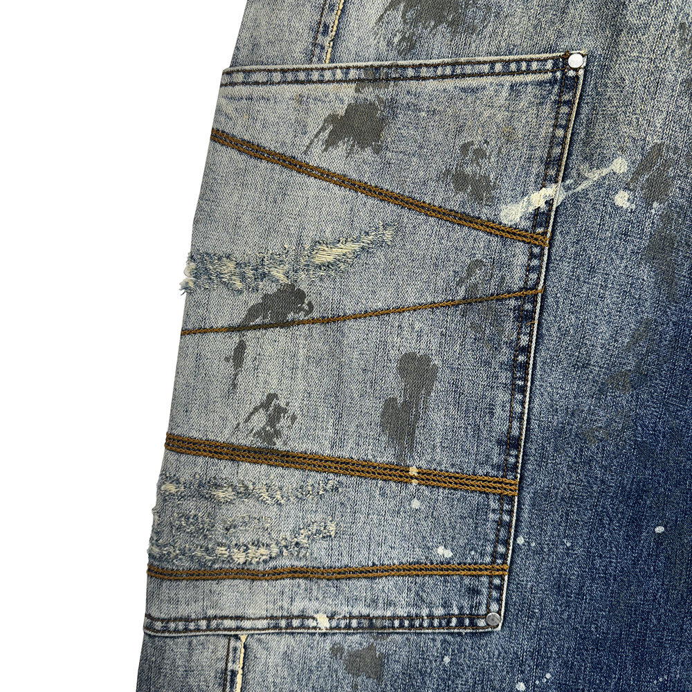 에러앤와이씨 엣치드 디스트레스드 데님 팬츠 다크 블루(ERROR NYC Etched Distressed Denim Pants Dark Blue) - 6