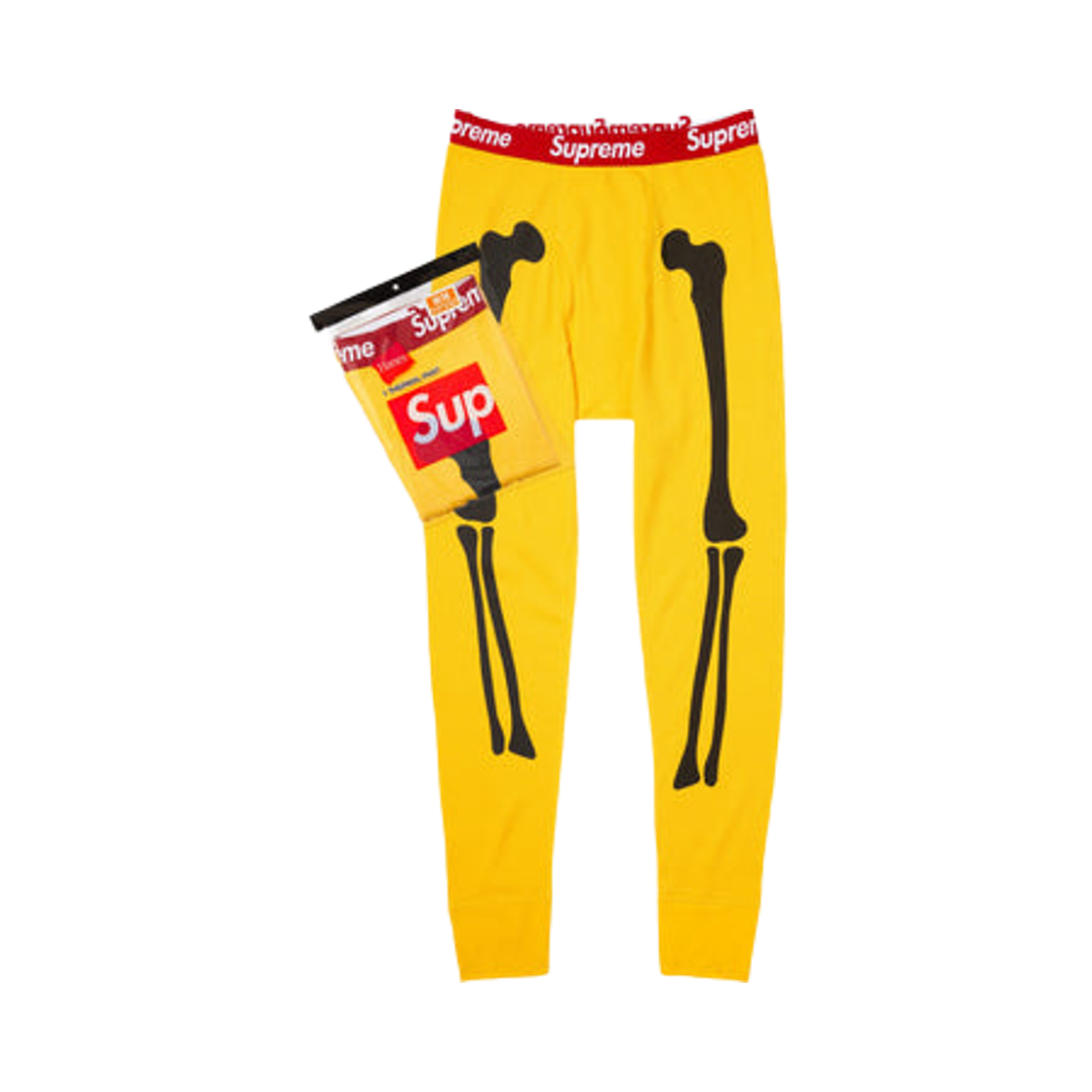 슈프림 헤인즈 본즈 써멀 팬츠 옐로우 (1개입) - 25FW(Supreme Hanes Bones Thermal Pant Yellow (1 Pack) - 25FW) - 1