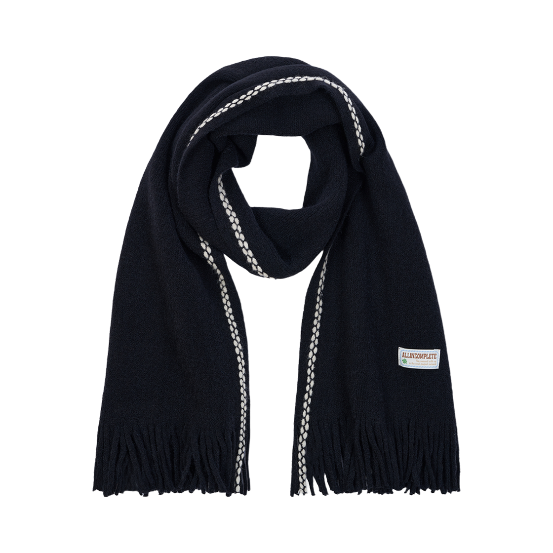 FKMBK Allincomplete Footprint Knit Muffler Black