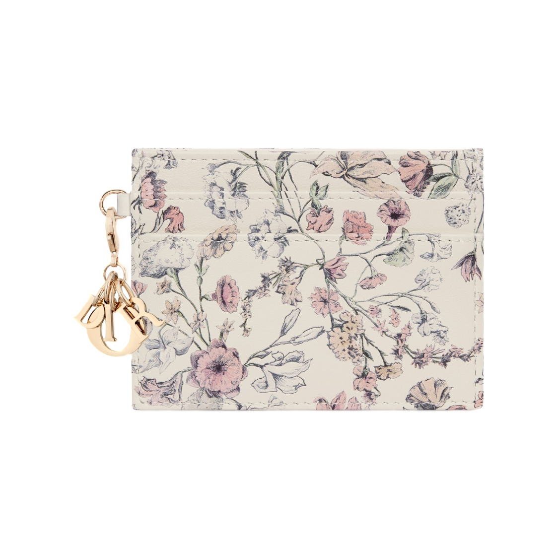 (W) 디올 레이디 디올 프리지아 카드 홀더 밀레피오리 프린티드 카프스킨 핑크((W) Dior Lady Dior Freesia Card Holder Millefiori Printed Calfskin Pink) - 1
