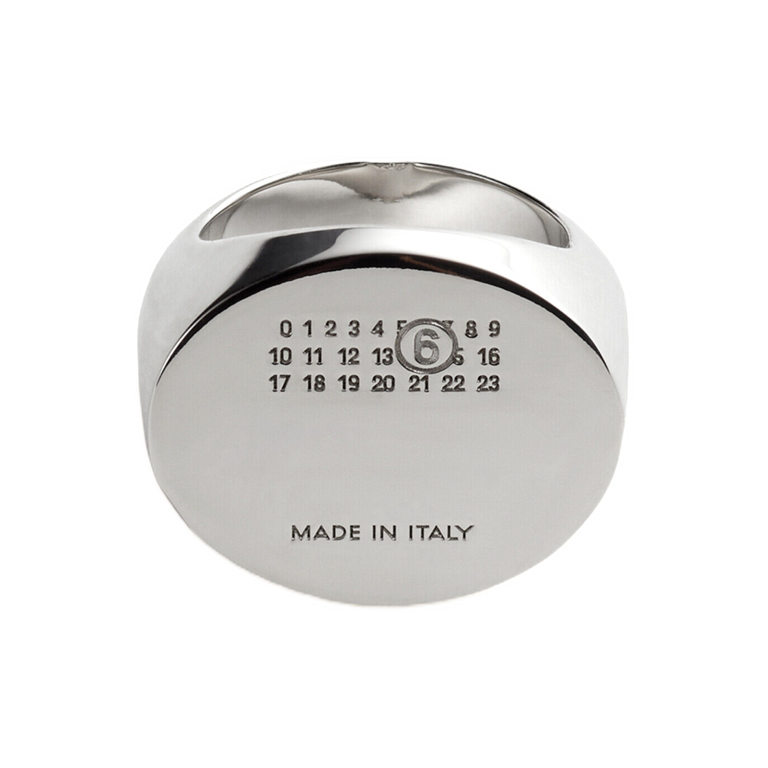 SM7UQ0119P8755951 MM6 Maison Margiela Numeric Signet Ring Polished Palladio