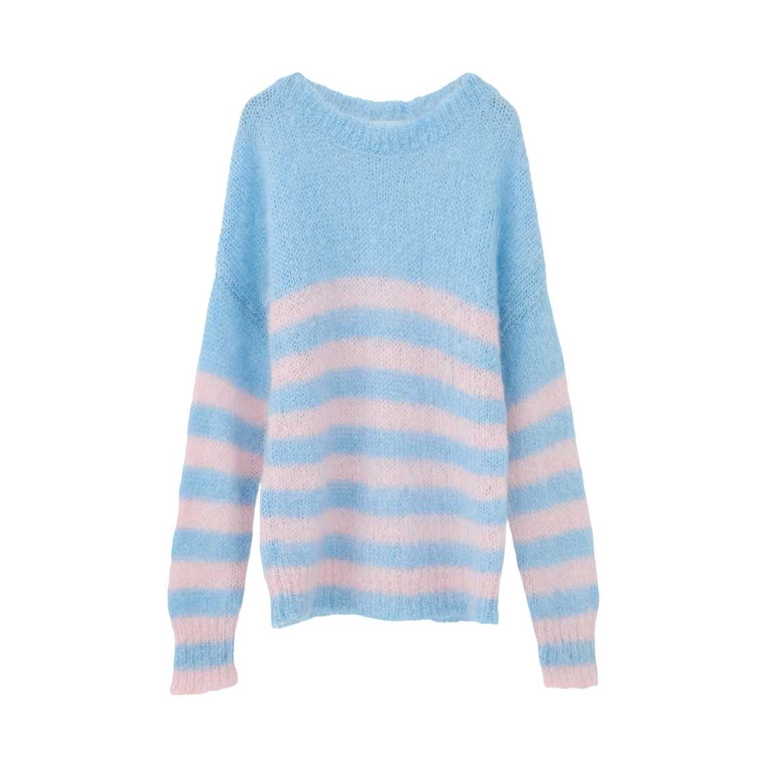 (W) 프라그먼트 x 크라네 보더 모헤어 니트 탑 삭스((W) Fragment x Clane Border Mohair Knit Tops Sax)