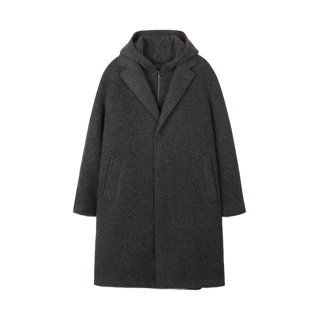 SACAW25511BRD Series Wool Jersey Hood Panel Coat Dark Brown